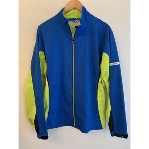 FootJoy FJ HydroLite Golf Rain Jacket Men's Size L Blue Acid Green Full Zip